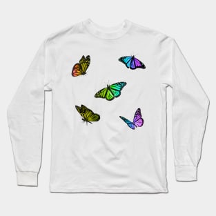 Rainbow Butterflies Sticker Pack Long Sleeve T-Shirt